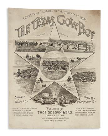 (WEST.) Two pieces of sheet music for early cowboy songs.